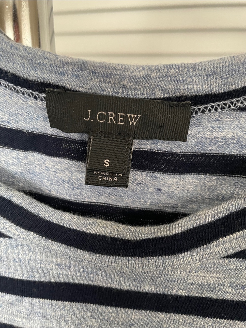 J. Crew Light Blue and Navy Striped Knit Shift Dress - Picture 6 of 7